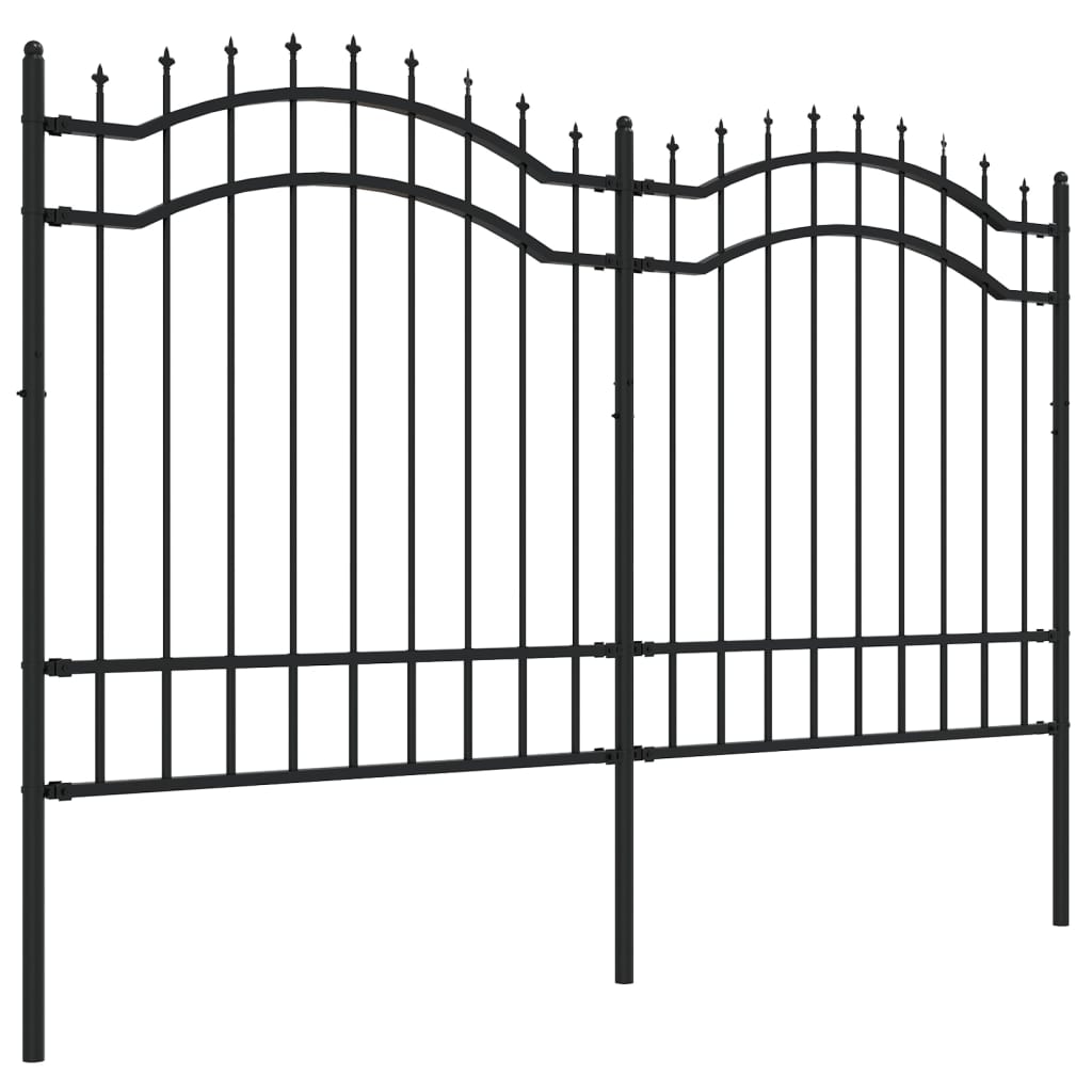 Garden Fence with Spear Top Black 239x125 cm Powder-coated Steel