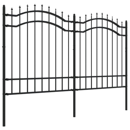 Garden Fence with Spear Top Black 239x125 cm Powder-coated Steel