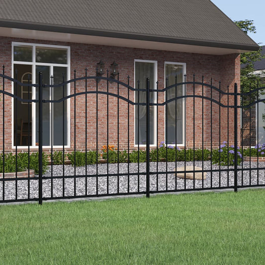 Garden Fence with Spear Top Black 239x125 cm Powder-coated Steel