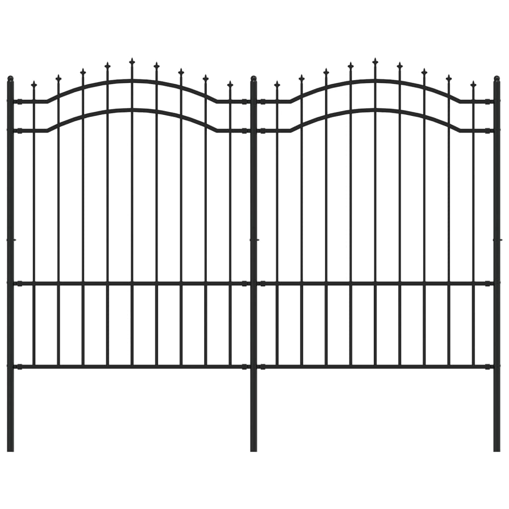 Garden Fence with Spear Top Black 239x150 cm Powder-coated Steel
