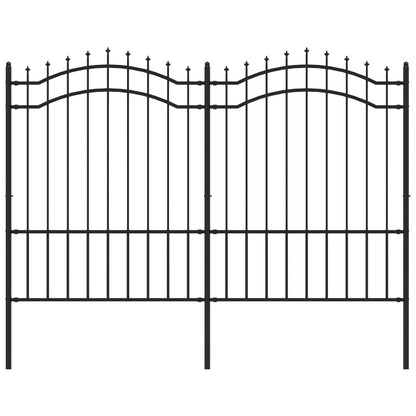 Garden Fence with Spear Top Black 239x150 cm Powder-coated Steel