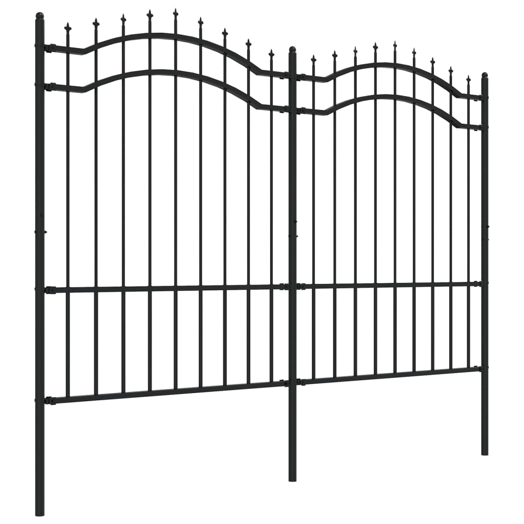Garden Fence with Spear Top Black 239x150 cm Powder-coated Steel