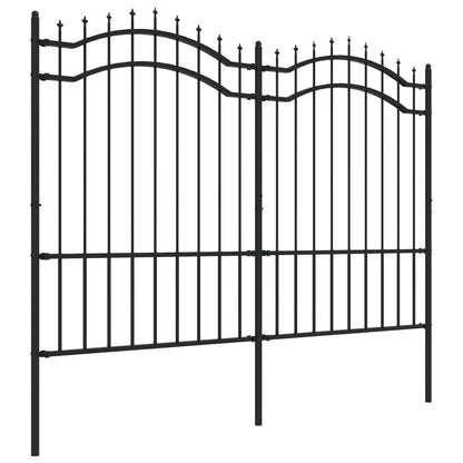 Garden Fence with Spear Top Black 239x150 cm Powder-coated Steel