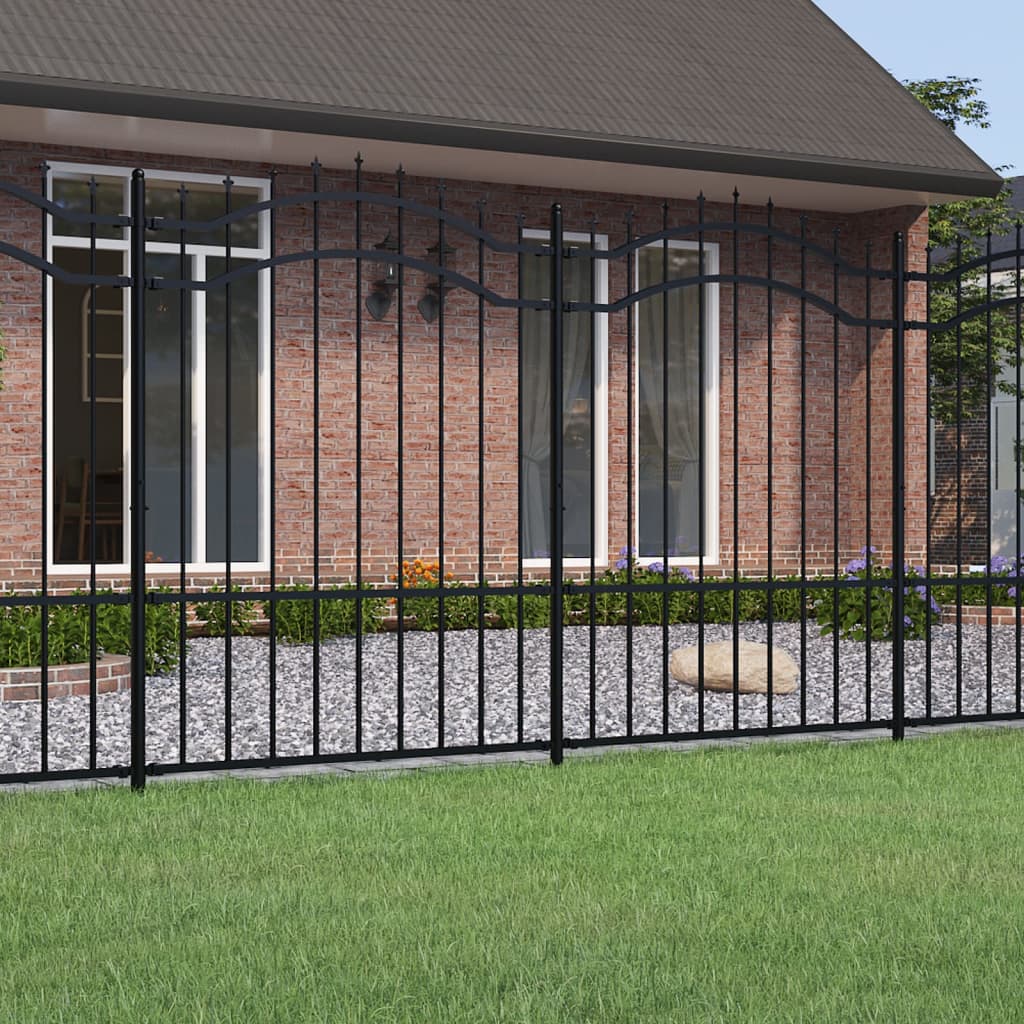 Garden Fence with Spear Top Black 239x150 cm Powder-coated Steel