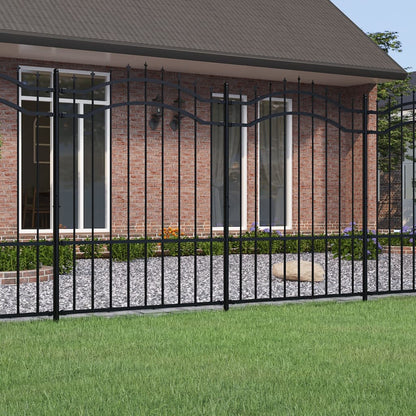 Garden Fence with Spear Top Black 239x150 cm Powder-coated Steel