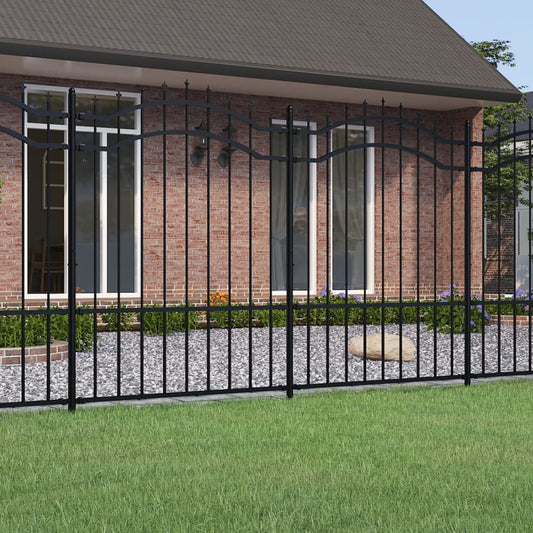 Garden Fence with Spear Top Black 239x150 cm Powder-coated Steel