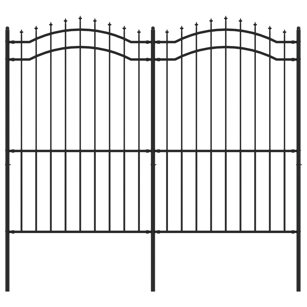 Garden Fence with Spear Top Black 239x175 cm Powder-coated Steel