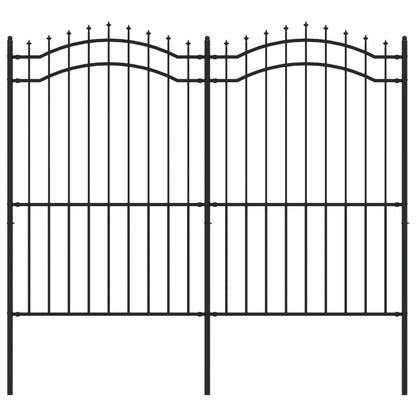 Garden Fence with Spear Top Black 239x175 cm Powder-coated Steel