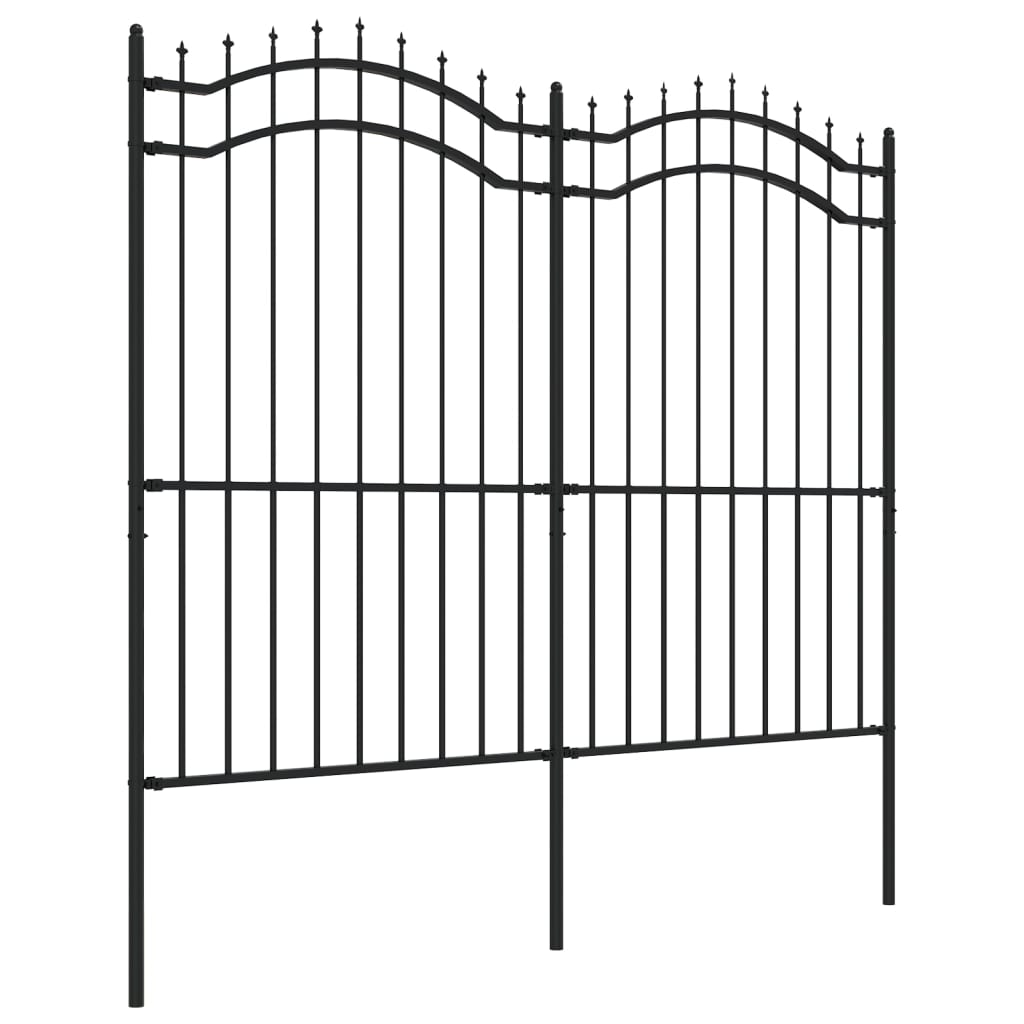 Garden Fence with Spear Top Black 239x175 cm Powder-coated Steel