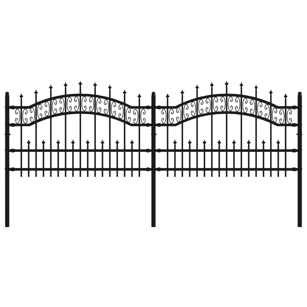 Garden Fence with Spear Top Black 240x75 cm Powder-coated Steel