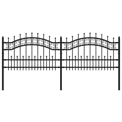 Garden Fence with Spear Top Black 240x75 cm Powder-coated Steel