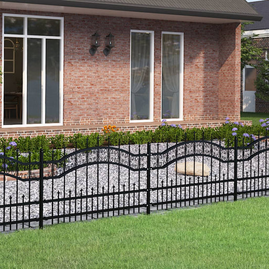 Garden Fence with Spear Top Black 240x75 cm Powder-coated Steel