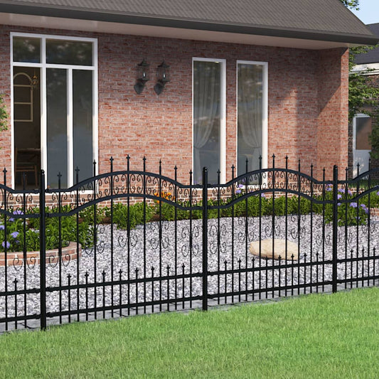 Garden Fence with Spear Top Black 240x100 cm Powder-coated Steel