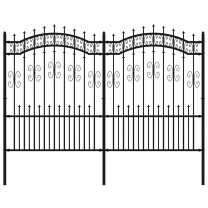 Garden Fence with Spear Top Black 240x150 cm Powder-coated Steel