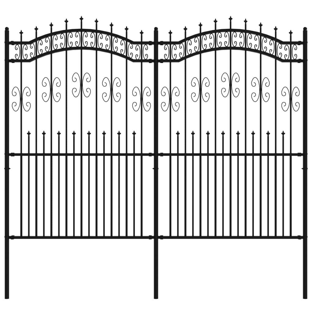 Garden Fence with Spear Top Black 240x175cm Powder-coated Steel