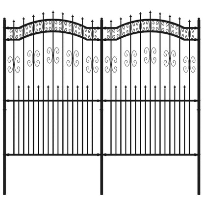 Garden Fence with Spear Top Black 240x175cm Powder-coated Steel