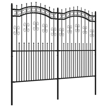 Garden Fence with Spear Top Black 240x175cm Powder-coated Steel