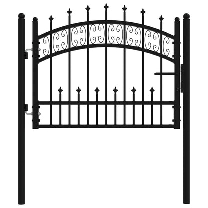 Fence Gate with Spear Top Black 103x75 cm Powder-coated Steel