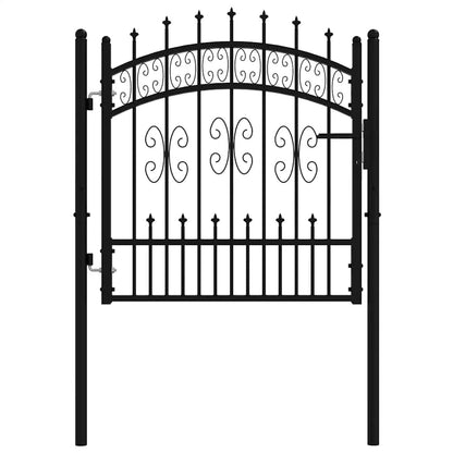 Fence Gate with Spear Top Black 103x100 cm Powder-coated Steel