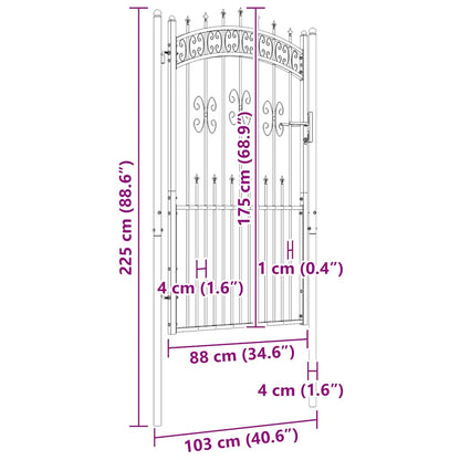Fence Gate with Spear Top Black 103x175 cm Powder-coated Steel