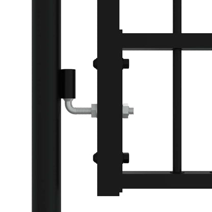 Fence Gate with Spear Top Black 406x100 cm Powder-coated Steel