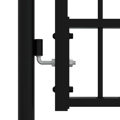 Fence Gate with Spear Top Black 406x150 cm Powder-coated Steel