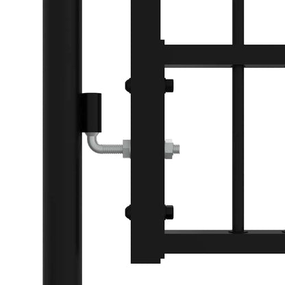 Fence Gate with Spear Top Black 406x175 cm Powder-coated Steel