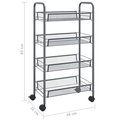 4-Tier Kitchen Trolley Grey 46x26x85 cm Iron