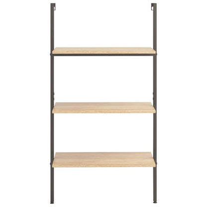 3-Tier Leaning Shelf Light Brown and Black 64x35x120.5 cm