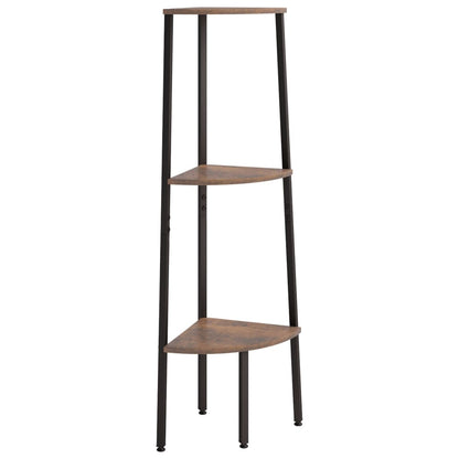 3-Tier Corner Shelf Dark Brown and Black 45.5x31.5x120 cm