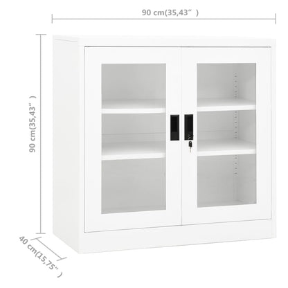 Office Cabinet White 90x40x90 cm Steel