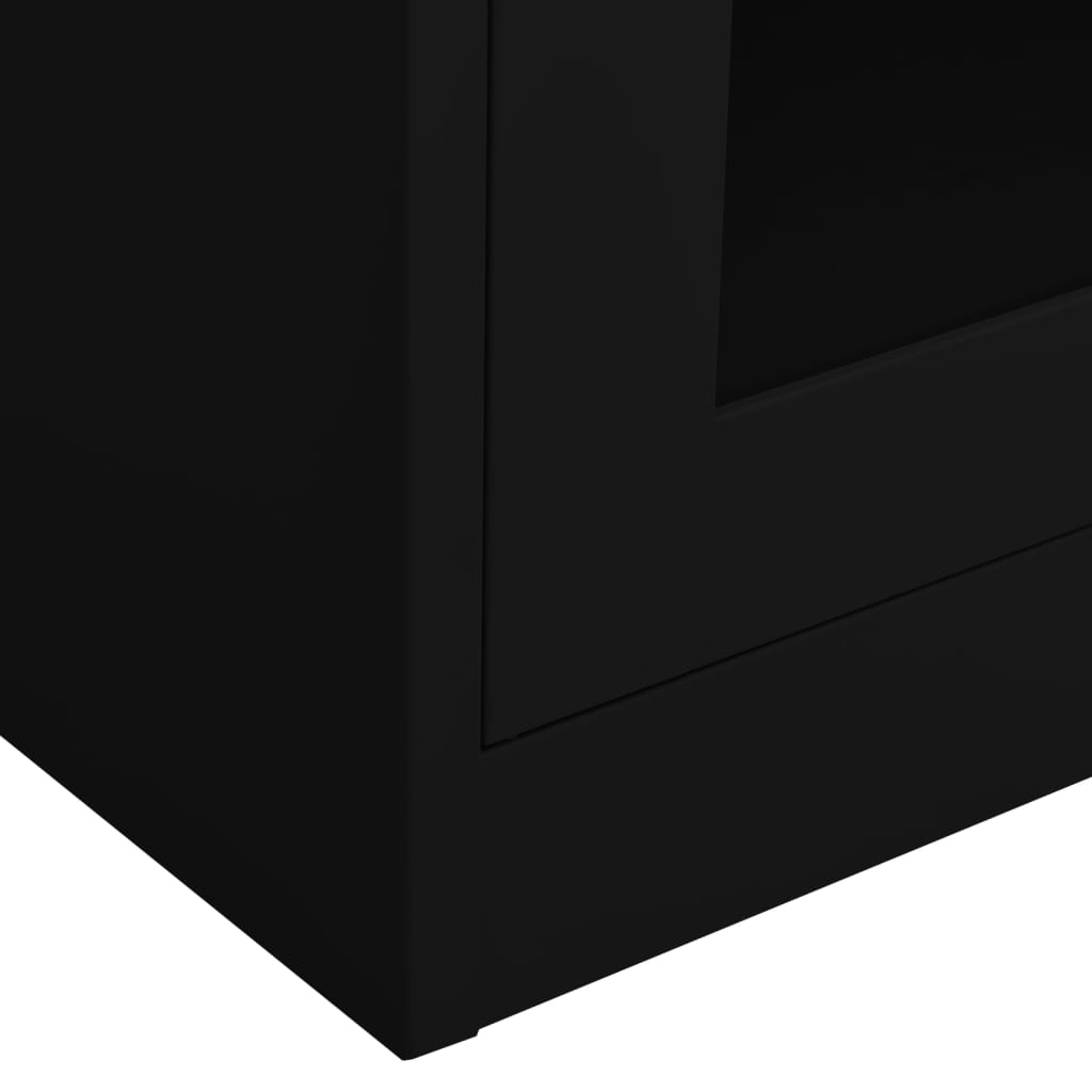 Office Cabinet Black 90x40x180 cm Steel and Tempered Glass