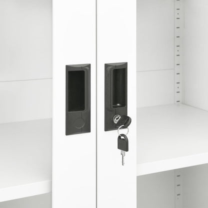Office Cabinet White 90x40x180 cm Steel