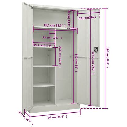 Locker Cabinet Light Grey 90x40x180 cm Steel