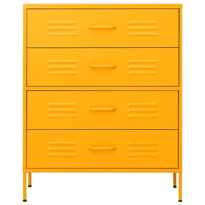 Chest of Drawers Mustard Yellow 80x35x101.5 cm Steel