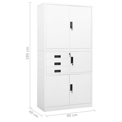 Office Cabinet White 90x40x180 cm Steel