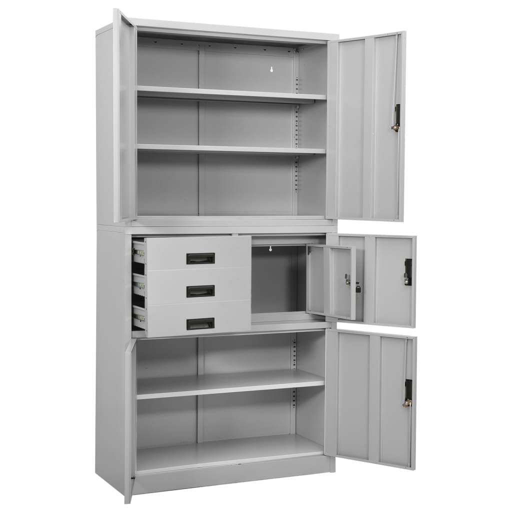 Office Cabinet Light Grey 90x40x180 cm Steel