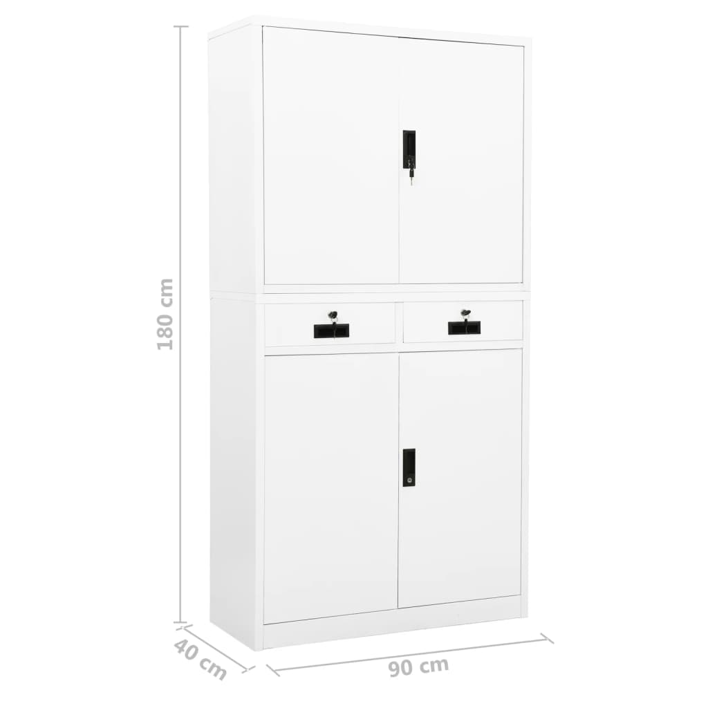 Office Cabinet White 90x40x180 cm Steel