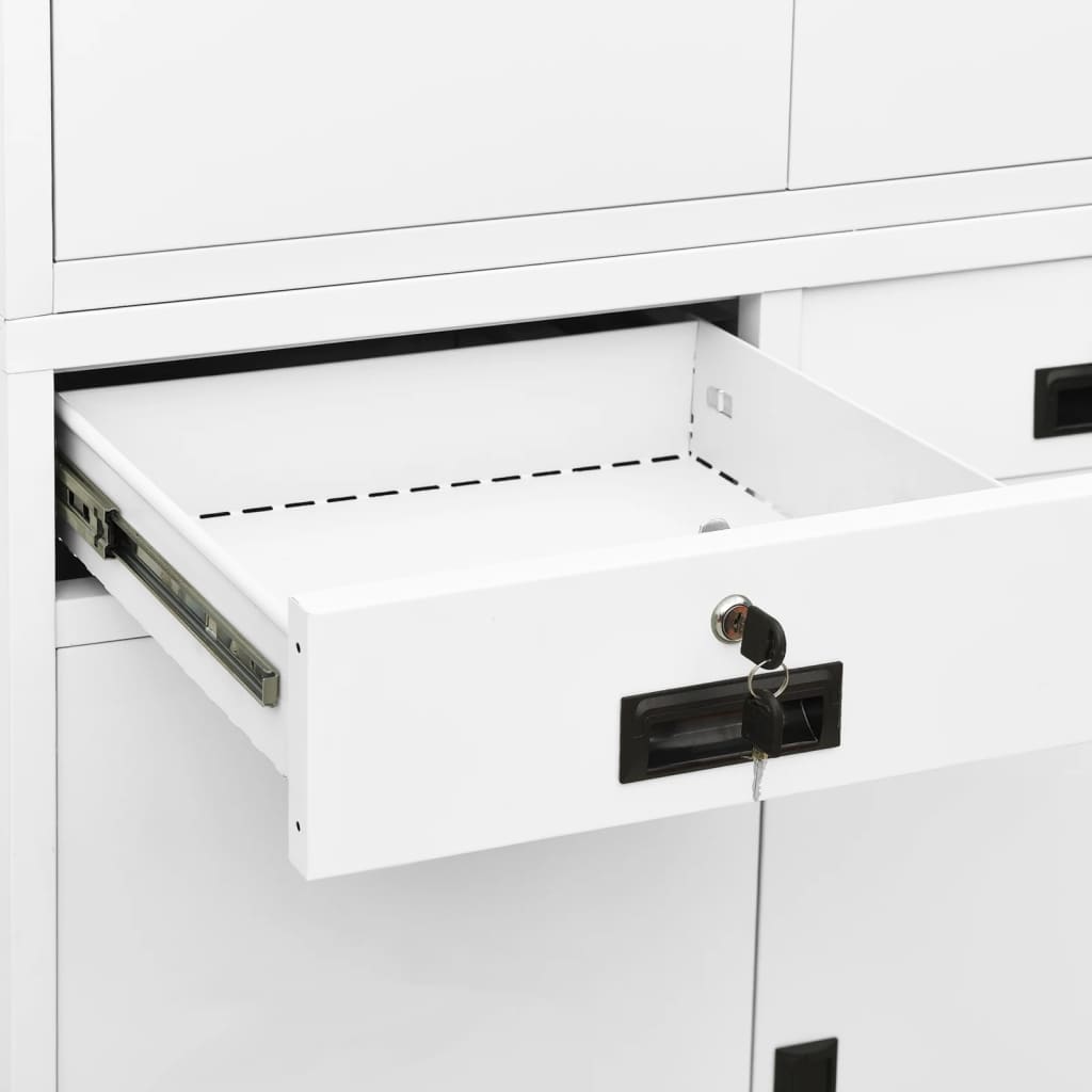 Office Cabinet White 90x40x180 cm Steel