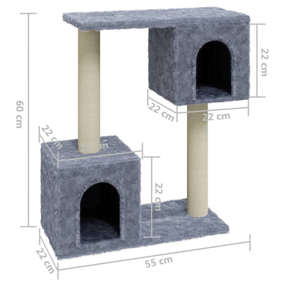 Cat Tree with Sisal Scratching Posts Light Grey 60 cm