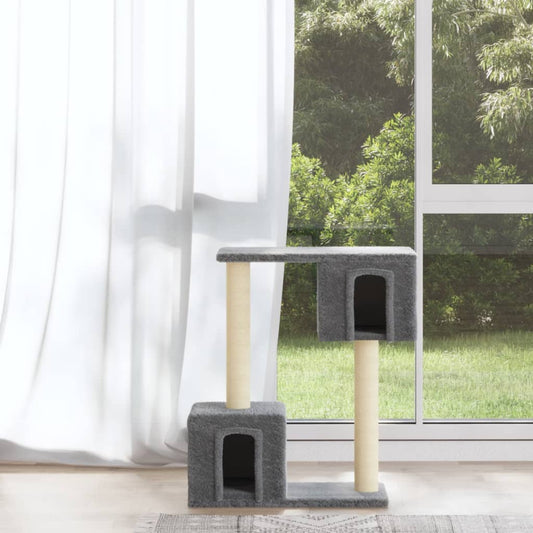 Cat Tree with Sisal Scratching Posts Light Grey 60 cm