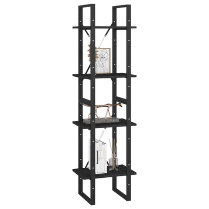 4-Tier Book Cabinet Black 40x30x140 cm Solid Pine Wood