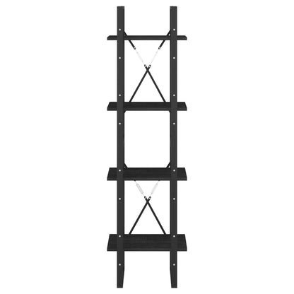 4-Tier Book Cabinet Black 40x30x140 cm Solid Pine Wood