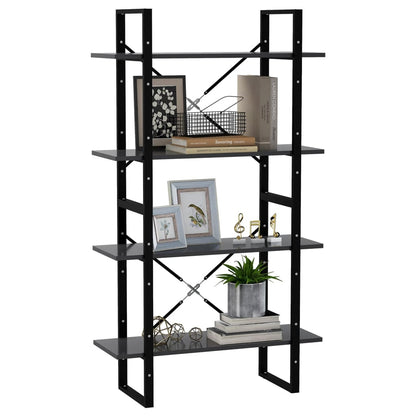 4-Tier Book Cabinet Grey 80x30x140 cm Engineered Wood