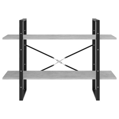 2-Tier Book Cabinet Concrete Grey 100x30x70 cm Engineered Wood