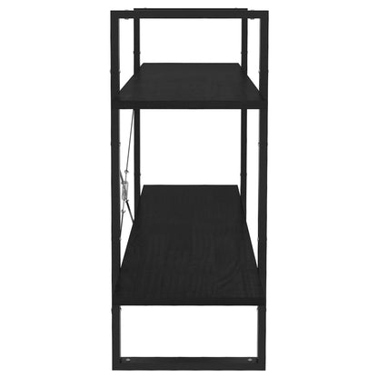 2-Tier Book Cabinet Black 100x30x70 cm Solid Pine Wood
