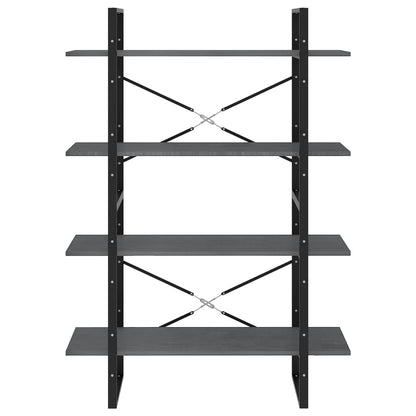 4-Tier Book Cabinet Grey 100x30x140 cm Solid Pine Wood