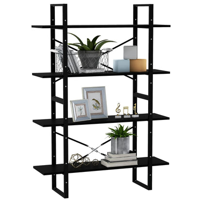 4-Tier Book Cabinet Black 100x30x140 cm Solid Pine Wood