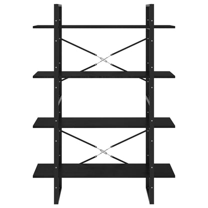 4-Tier Book Cabinet Black 100x30x140 cm Solid Pine Wood