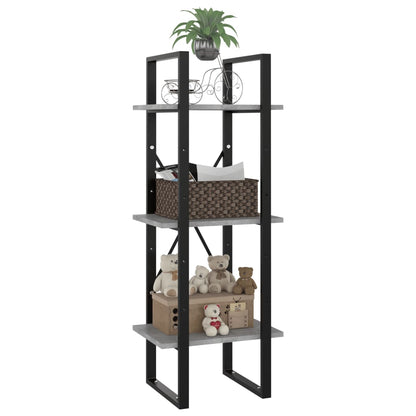 3-Tier Book Cabinet Concrete Grey 40x30x105 cm Engineered Wood